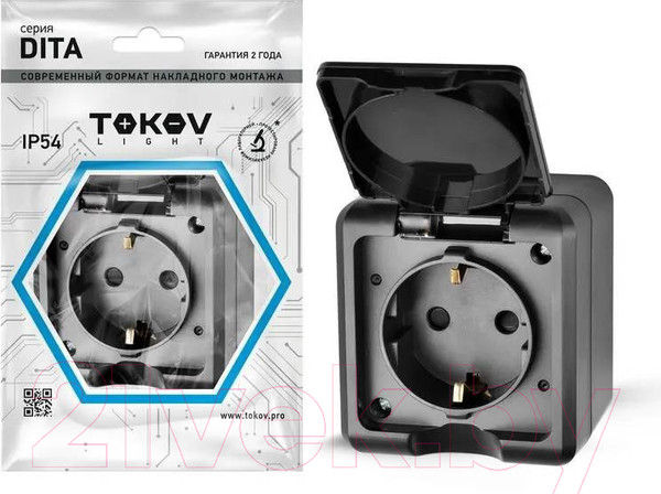 Изображение товара Розетка Tokov Electric Dita TKL-DT-R1Z-C14-IP54 (карбон)