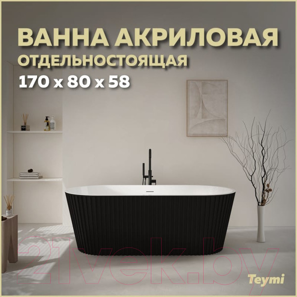 Изображение товара Ванна акриловая Teymi Kati 170x80x58 / T130113 (черный матовый)