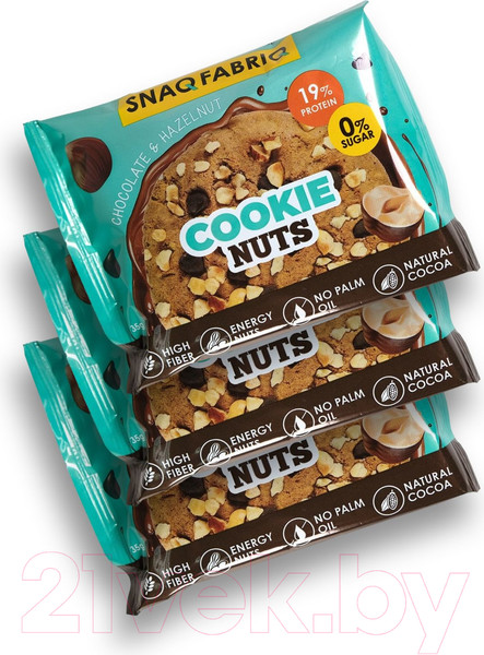 Изображение товара Набор протеинового печенья Snaq Fabriq Cookie Nuts Шоколадное с фундуком (12х35г)