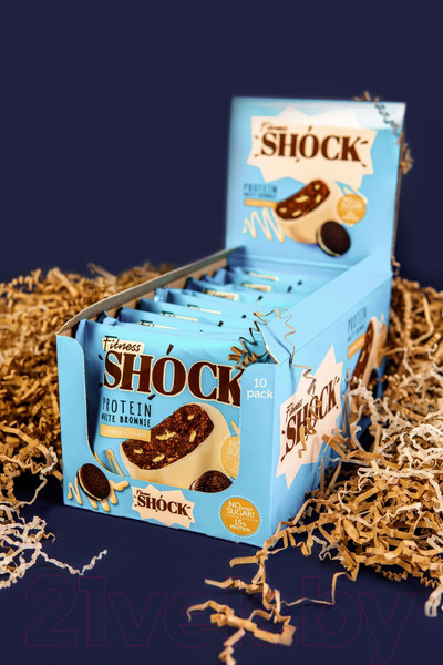 Изображение товара Набор протеинового печенья FitnesShock Shocks! Брауни с ароматом печенья (10x50г)