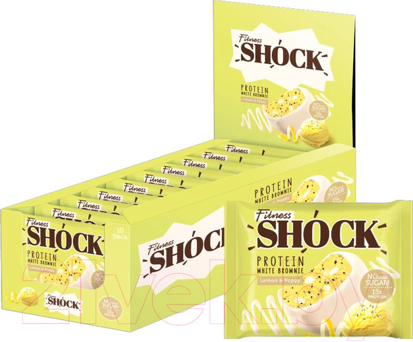 Изображение товара Набор протеинового печенья FitnesShock Shocks! Брауни Лимон-мак (10x50г)