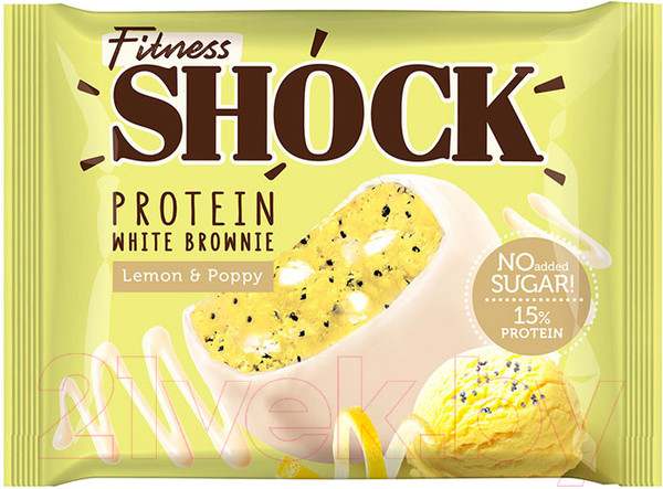 Изображение товара Набор протеинового печенья FitnesShock Shocks! Брауни Лимон-мак (10x50г)