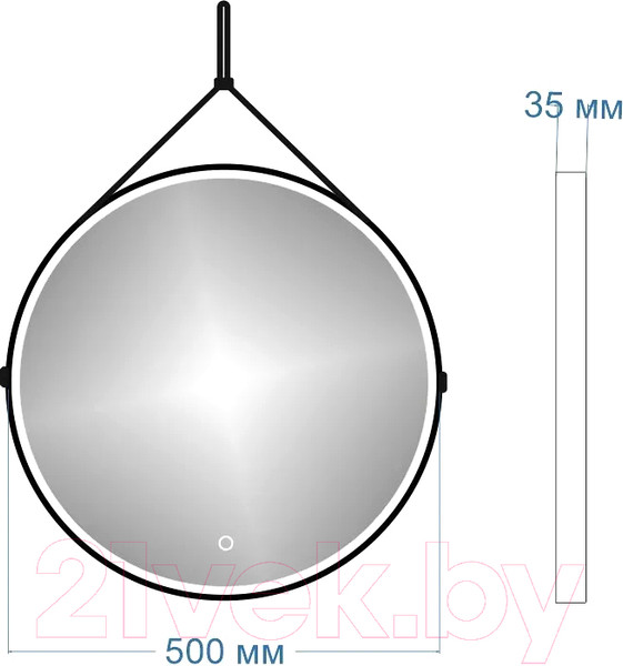 Изображение товара Зеркало Teymi Tiko D50 / T20902S (сенсор, черный кожаный ремень)