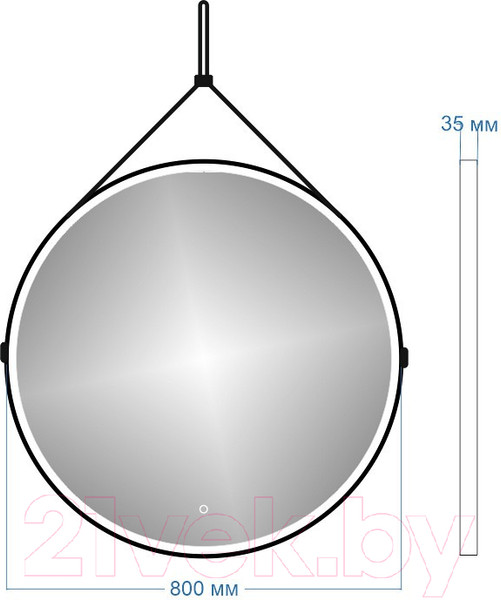 Изображение товара Зеркало Teymi Tiko D80 / T20904S (сенсор, черный кожаный ремень)
