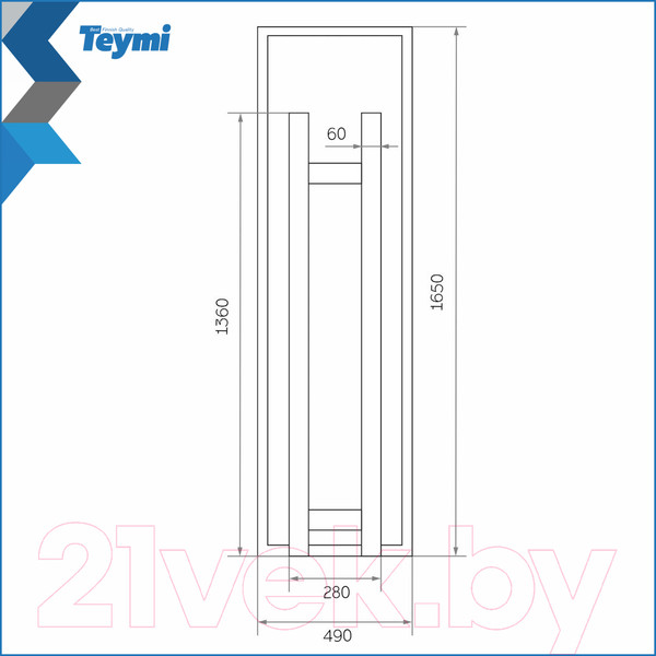 Изображение товара Зеркало Teymi Helmi 49x165 White Edition / T20243 (сенсор)