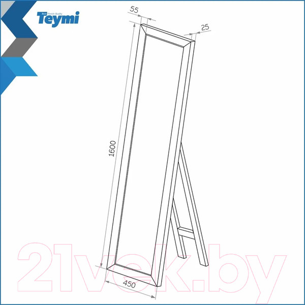 Изображение товара Зеркало Teymi Helmi 45x160 / T20245 (светлый дуб)