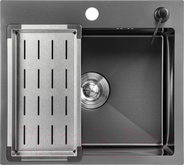 Изображение товара Мойка кухонная со смесителем Saniteco 5045 Nano + смеситель Spike (с сифоном, дозатором и коландером)