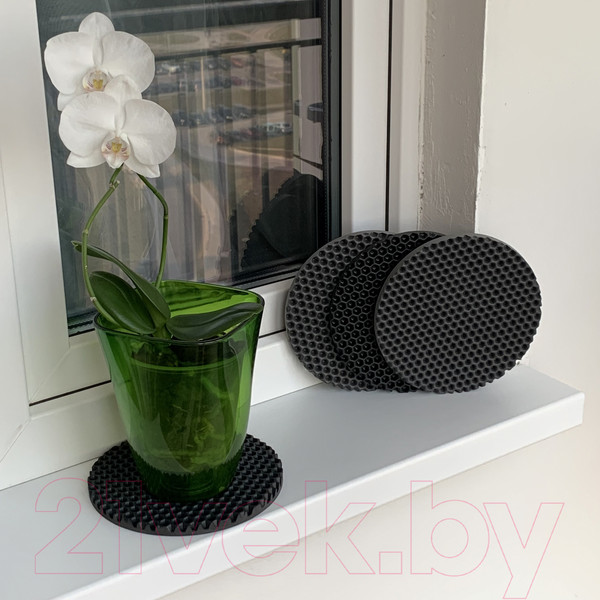 Изображение товара Набор ковриков для кашпо Alicosta Классик Эва / 180x180_4/1/2_UNI (соты, черный/серый)
