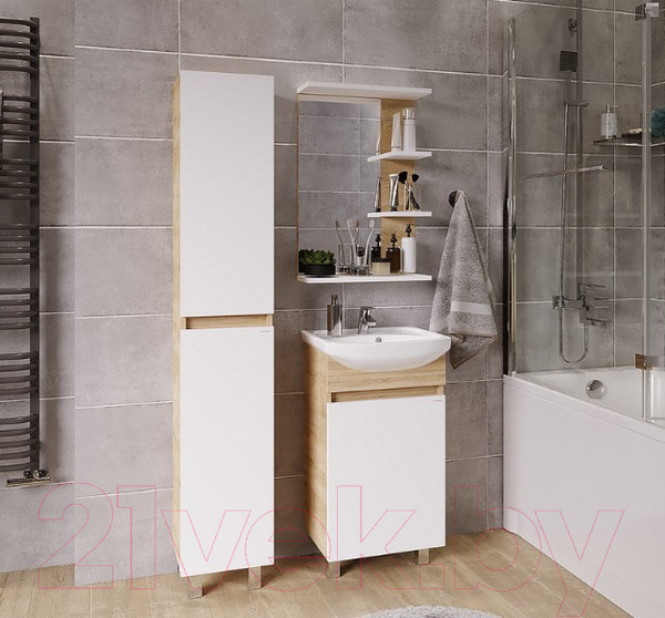 Изображение товара Тумба под умывальник Grossman Поло / 104501-1 (дуб сонома/белый)