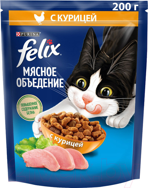 Изображение товара Сухой корм для кошек Felix Мясное объедение курица (200г)