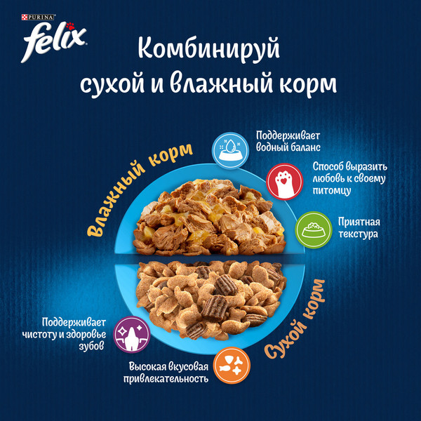Изображение товара Сухой корм для кошек Felix Мясное объедение курица (600г)