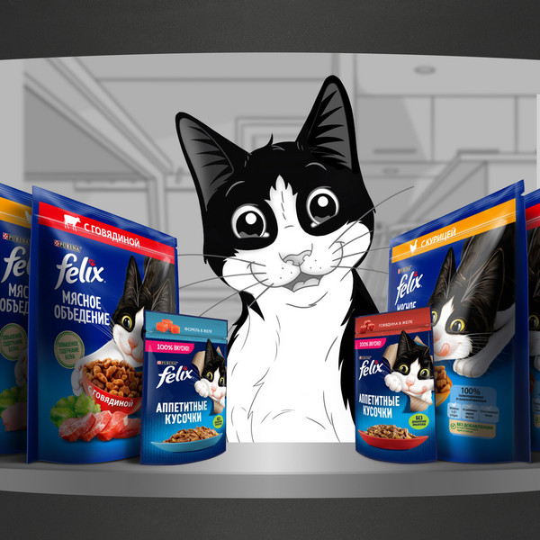 Изображение товара Сухой корм для кошек Felix Мясное объедение курица (600г)