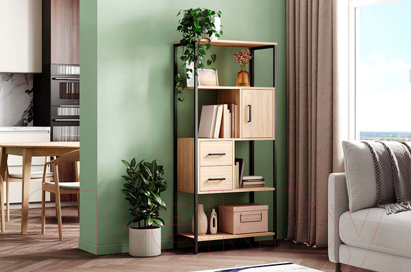 Изображение товара Стеллаж Mio Tesoro Cool Joy Loft (дуб сонома/черный)