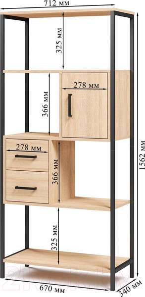 Изображение товара Стеллаж Mio Tesoro Cool Joy Loft (дуб сонома/черный)