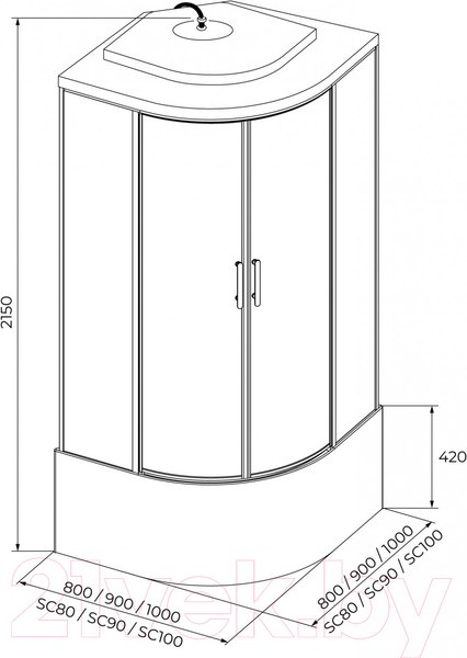 Изображение товара Душевая кабина IVA 100x100x215 / SC100CM (белый/матовое стекло)