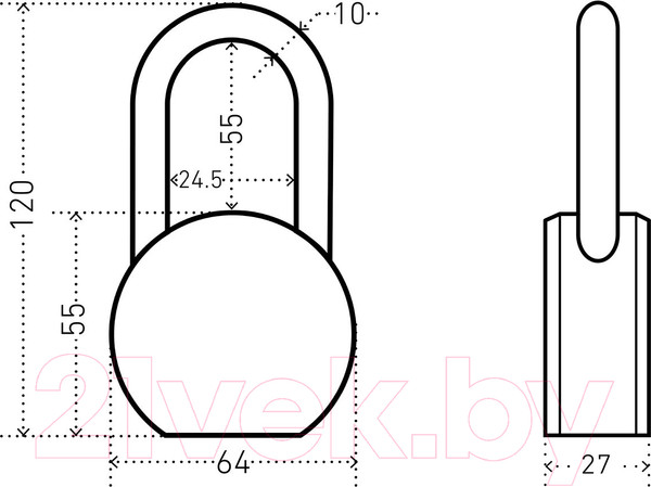 Изображение товара Замок навесной БУЛАТ ВС6-Т65-01МХ (ВС1С-865Д)