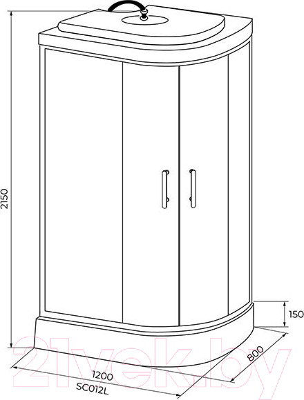 Изображение товара Душевая кабина IVA 120x80x215 / SC012CML (белый/матовое стекло)