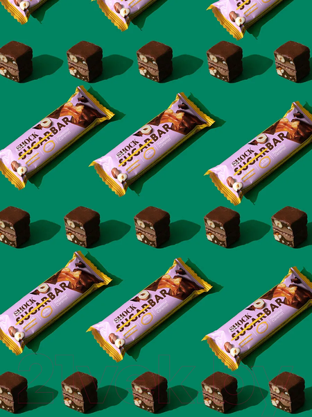 Изображение товара Набор протеиновых батончиков FitnesShock Шоколадная карамель-фундук (12x50г)