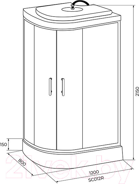 Изображение товара Душевая кабина IVA 120x80x215 / SC012CMR (белый/матовое стекло)