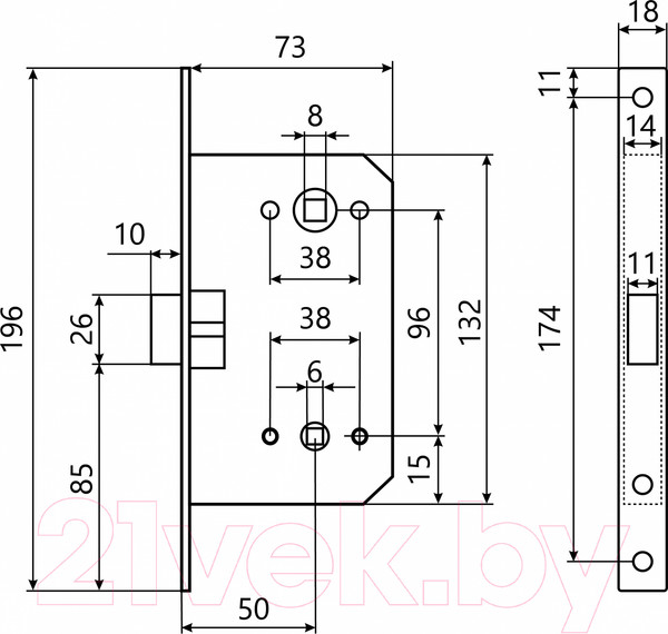 Изображение товара Защелка врезная с фиксацией Аллюр Арт 5300-MC-WC BL (матовый черный)