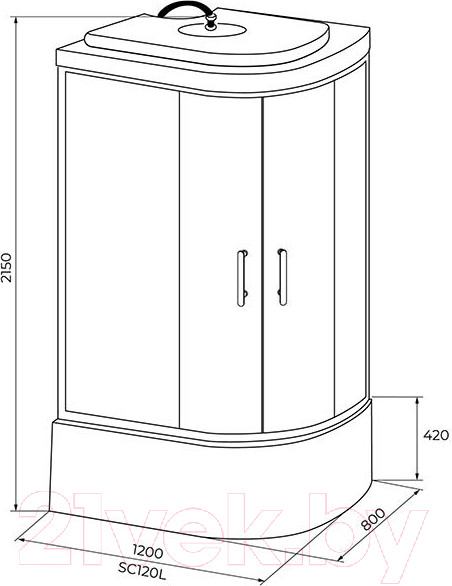 Изображение товара Душевая кабина IVA 120x80x215 / SC120CTL (черный/тонированное стекло)