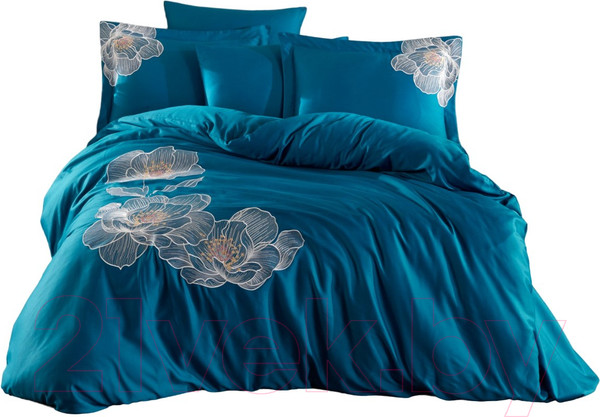 Изображение товара Комплект постельного белья Dantela Vita Calista с вышивкой 200x220 / 11909 (светло-синий)