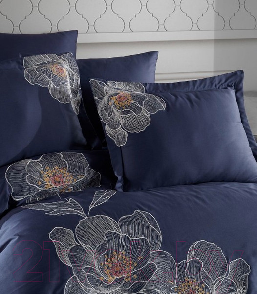 Изображение товара Комплект постельного белья Dantela Vita Calista с вышивкой 200x220 / 11909 (синий)