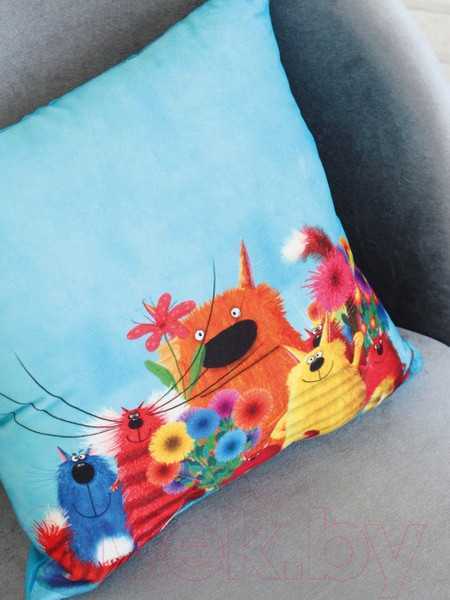 Изображение товара Подушка декоративная Lanatex Кис 0348 / 22291 (35x35x14см, синий/бирюзовый)