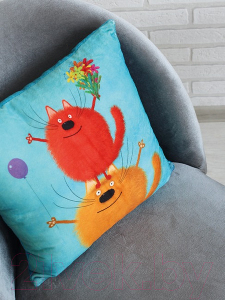 Изображение товара Подушка декоративная Lanatex Кис 0348 / 22292 (35x35x14см, голубой/бирюзовый)