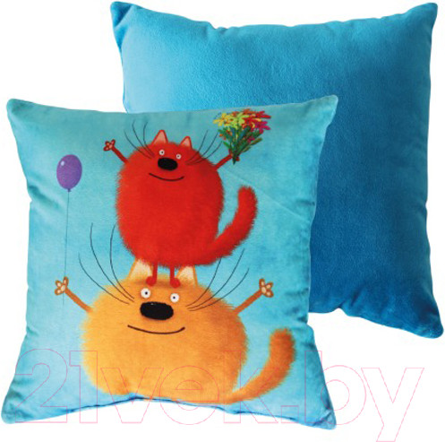 Изображение товара Подушка декоративная Lanatex Кис 0348 / 22292 (35x35x14см, голубой/бирюзовый)