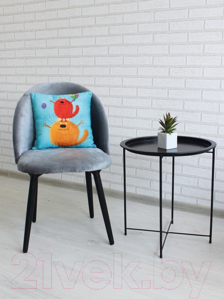 Изображение товара Подушка декоративная Lanatex Кис 0348 / 22292 (35x35x14см, голубой/бирюзовый)