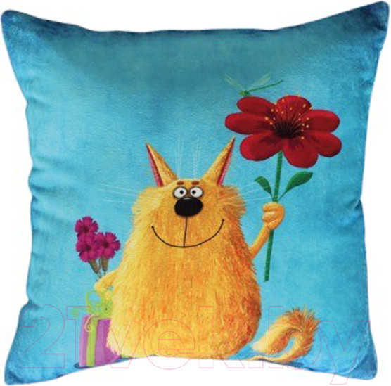 Изображение товара Подушка декоративная Lanatex Кис 0348 / 22293 (35x35x14см, светло-синий/бирюзовый)