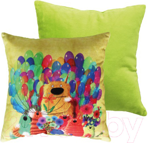 Изображение товара Подушка декоративная Lanatex Кис 0348 / 22296 (35x35x14см, желтый/салатовый)