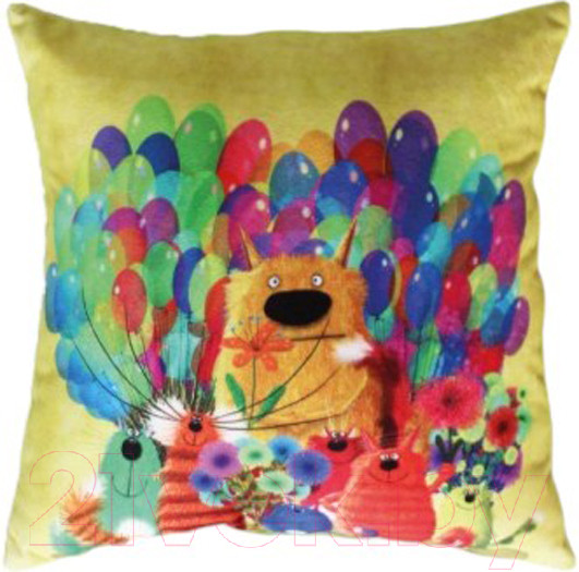 Изображение товара Подушка декоративная Lanatex Кис 0348 / 22296 (35x35x14см, желтый/салатовый)