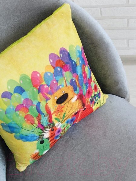 Изображение товара Подушка декоративная Lanatex Кис 0348 / 22296 (35x35x14см, желтый/салатовый)