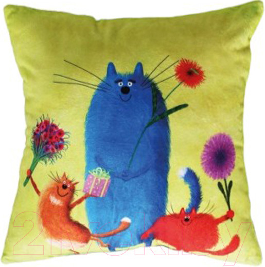 Изображение товара Подушка декоративная Lanatex Кис 0348 / 22306 (35x35x14см, синий/салатовый)