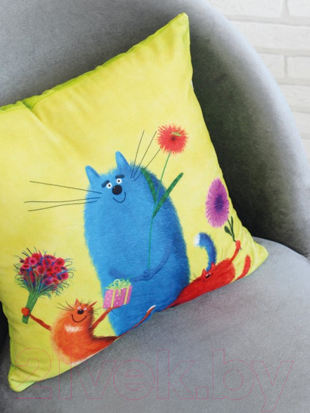 Изображение товара Подушка декоративная Lanatex Кис 0348 / 22306 (35x35x14см, синий/салатовый)