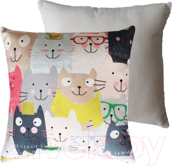 Изображение товара Подушка декоративная Lanatex Кис 0348 / 22304 (35x35x14см, серый/светло-бежевый)