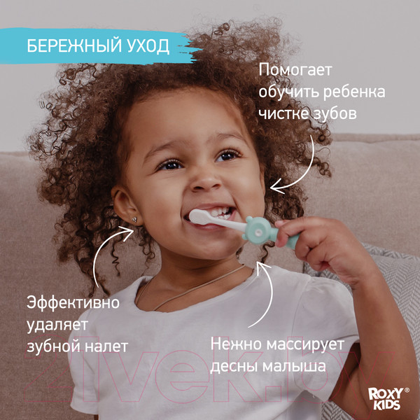 Изображение товара Набор зубных щеток ROXY-KIDS Мишка / RTB-010-MB (мятный/голубой)