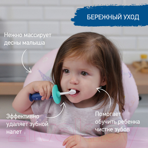 Изображение товара Набор зубных щеток ROXY-KIDS Пингвин / RTB-011-BY (голубой/желтый)