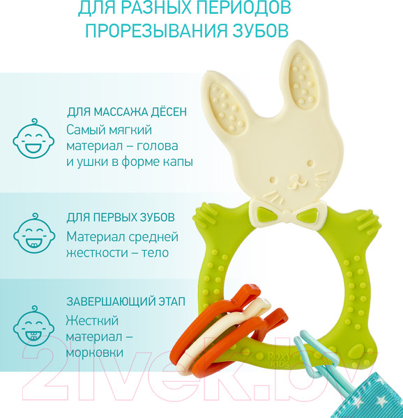 Изображение товара Прорезыватель для зубов Roxy-Kids Bunny / RBT-001GNSC (зеленый)
