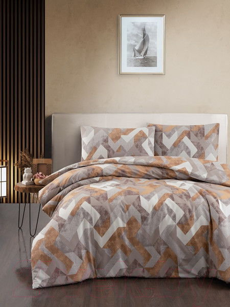 Изображение товара Комплект постельного белья DO&CO Ranforce Rayce 1.5сп / 11951 (коричневый)