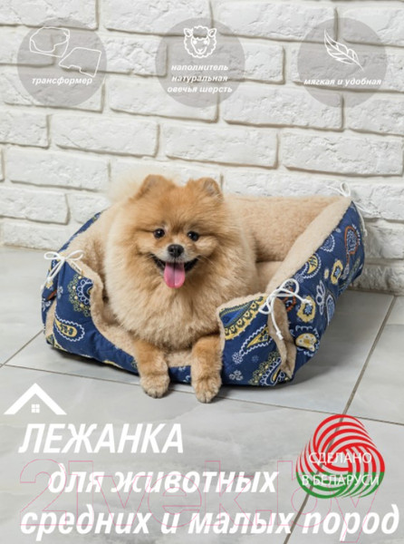 Изображение товара Лежанка для животных Lanatex 170 / 22216 (38x36x15, синий/бежевый)