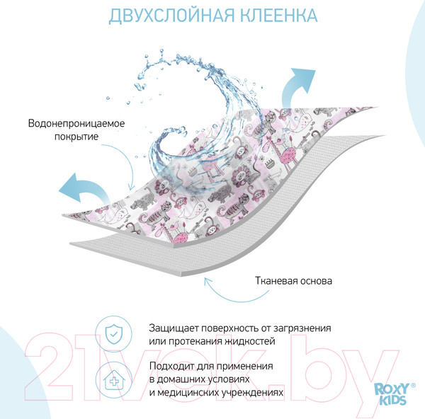 Изображение товара Клеенка детская Roxy-Kids R-0078/76N (белый/серый/розовый)