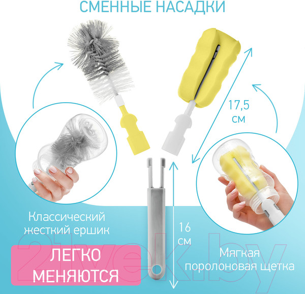 Изображение товара Набор ершиков для бутылочки Roxy-Kids Для бутылочек / RFD-007-Gr (серый)