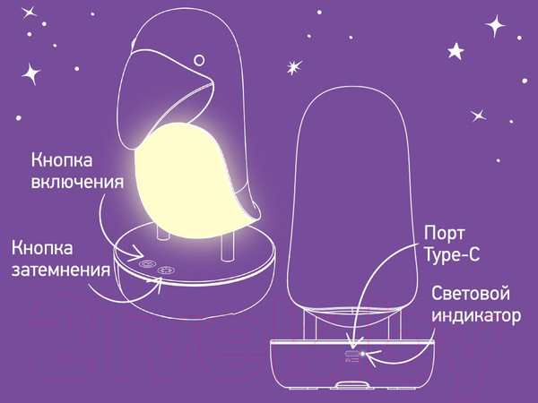 Изображение товара Ночник Roxy-Kids Тукан / RTCN-001-W (белый)
