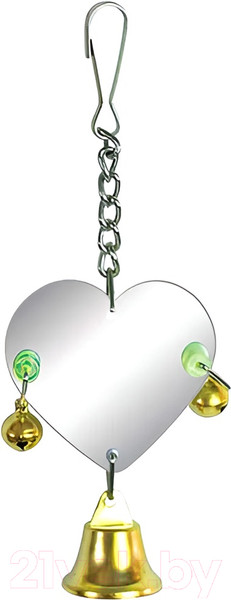 Изображение товара Игрушка для птиц SkyRus Сердечко Зеркало с колокольчиком / 56604/SR