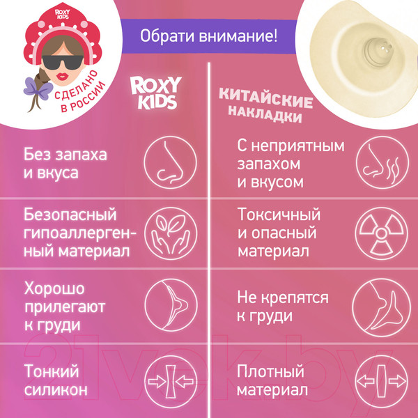 Изображение товара Набор накладок на соски Roxy-Kids М+М / RNS-001ММ силиконовые