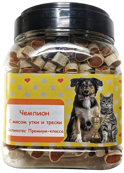 Изображение товара Лакомство для собак O'dog Чемпион. Мясо утки и трески (500г)