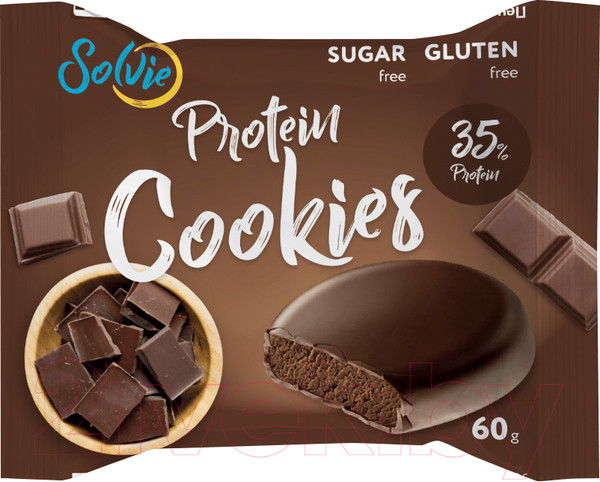 Изображение товара Набор протеинового печенья Solvie Protein Cookie Шоколадное глазированное молочным шоколадом (8x60г)